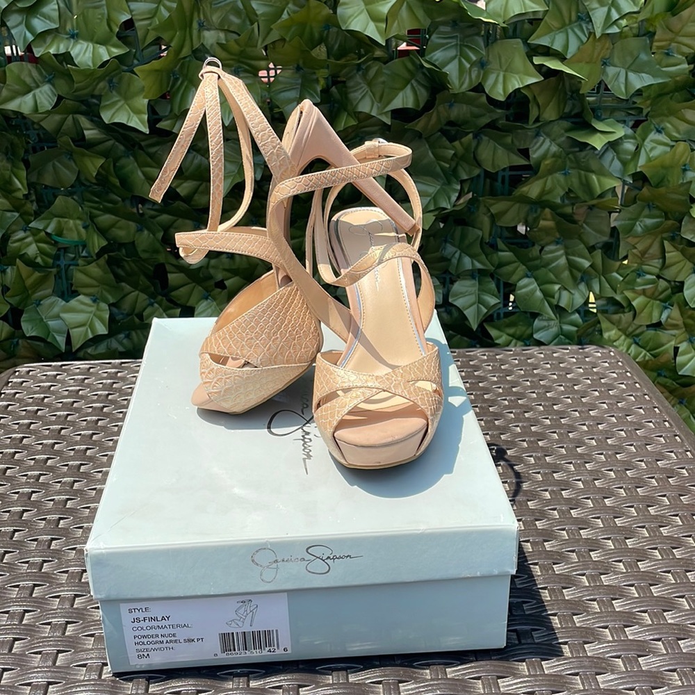 Jessica Simpson strapped platform heels